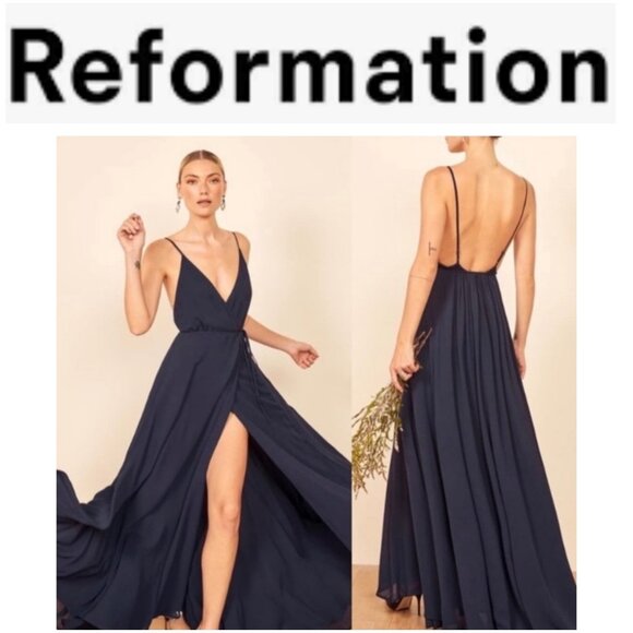 Reformation Callalily Dress in Navy Blue Size 4 - Picture 1 of 16